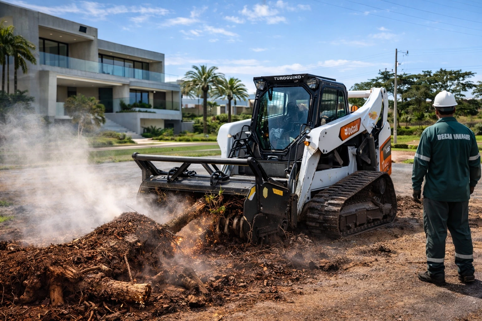 Bobcat em operação elegante no terreno