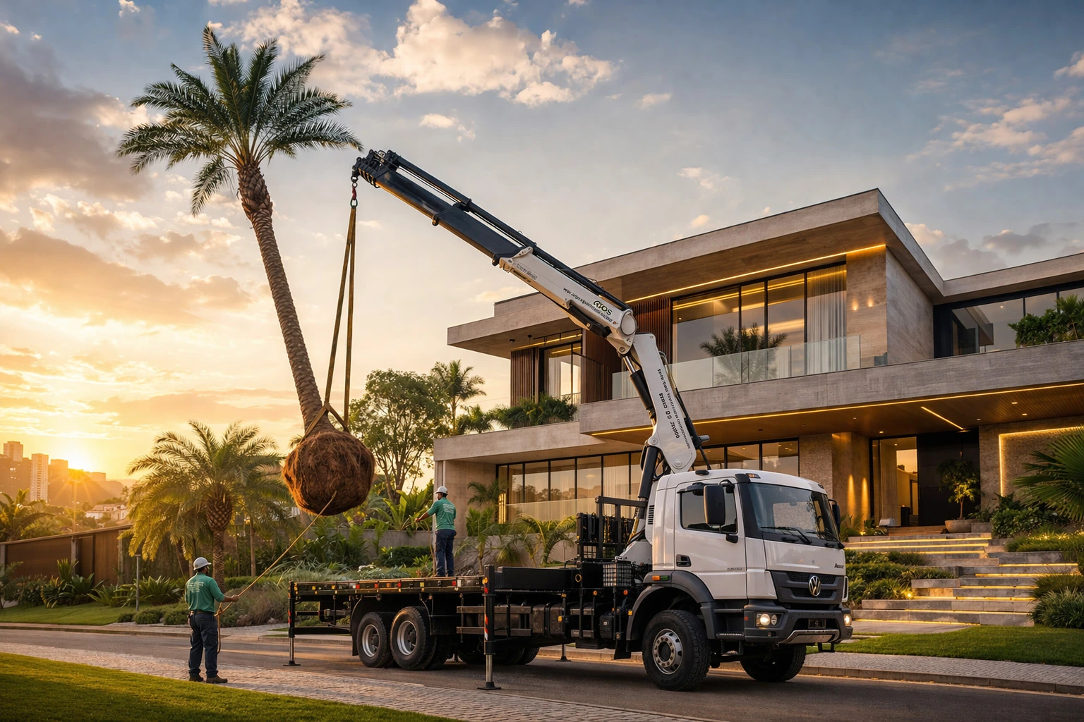 Caminhão munck em operação